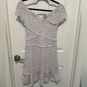 White and purple floral dress, off the shoulder, BB Dakota, size medium